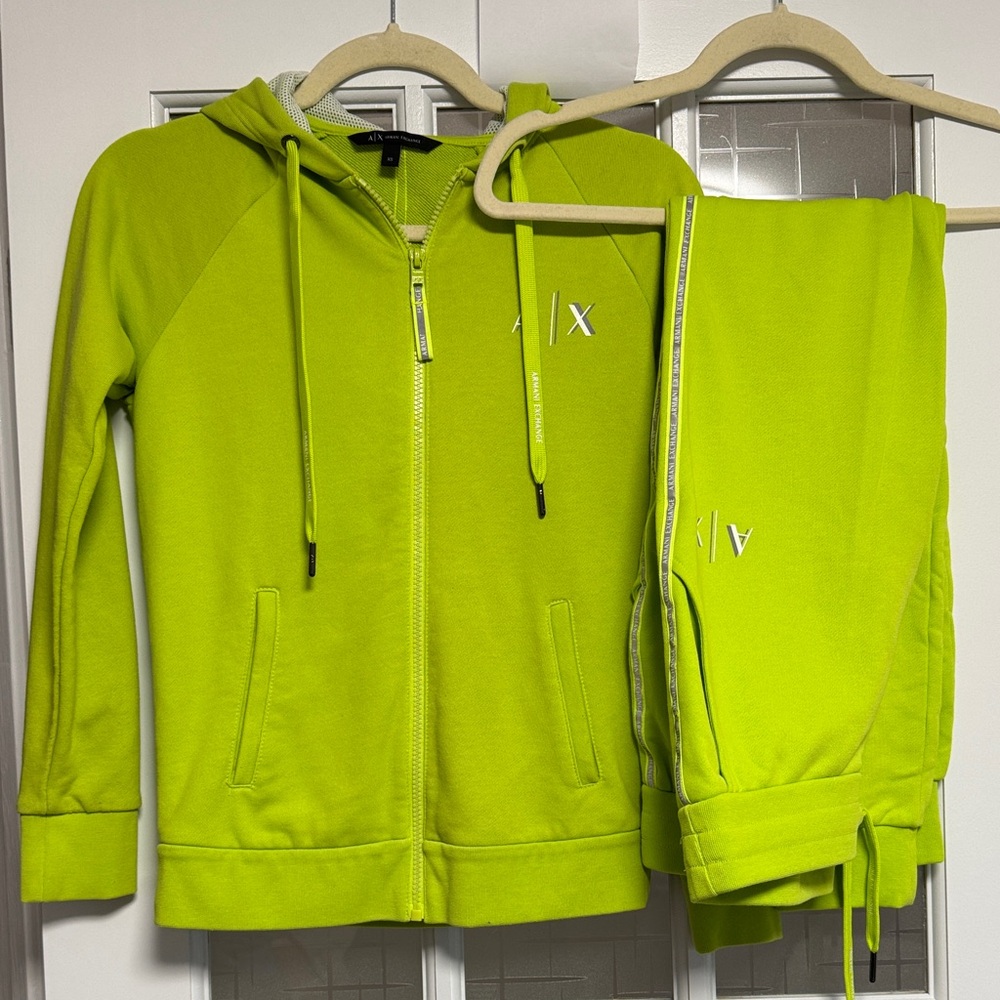A/X Armani Exchange Neon Lime Zip Hoodie & Joggers Set